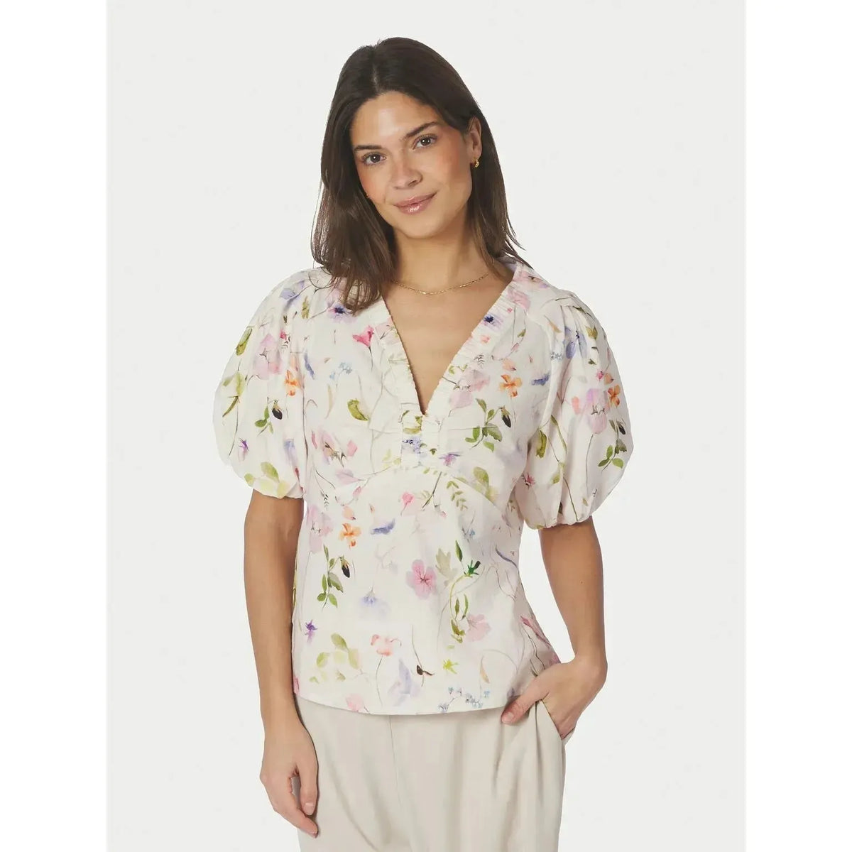 Neo Noir, Irina Flower Blouse, Off White-Neo Noir-Minlillebutik.dk