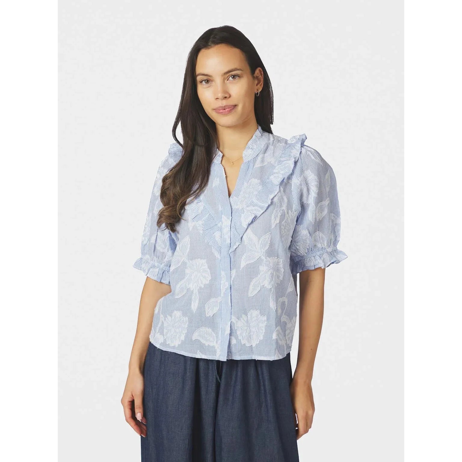 Neo Noir, Manet Jacquard Blouse, Light Blue