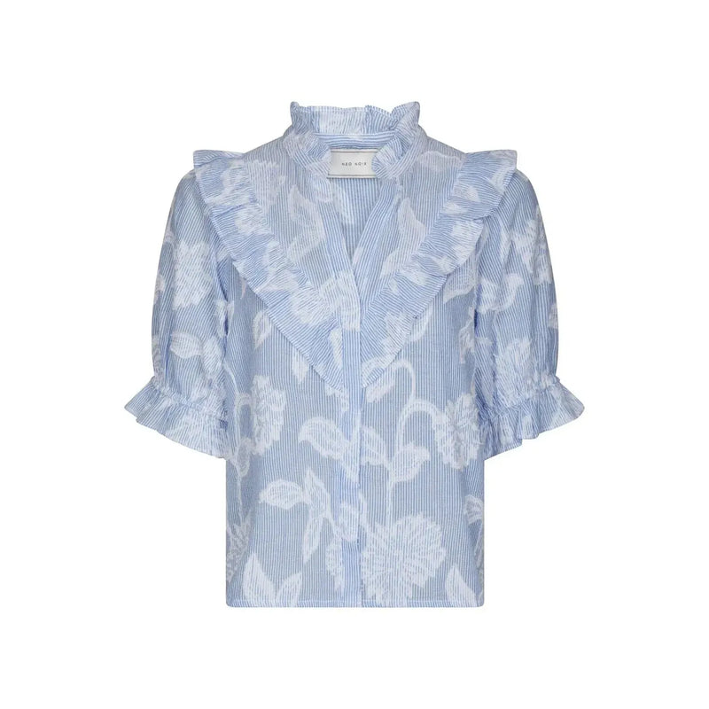 Neo Noir, Manet Jacquard Blouse, Light Blue-Neo Noir-Minlillebutik.dk