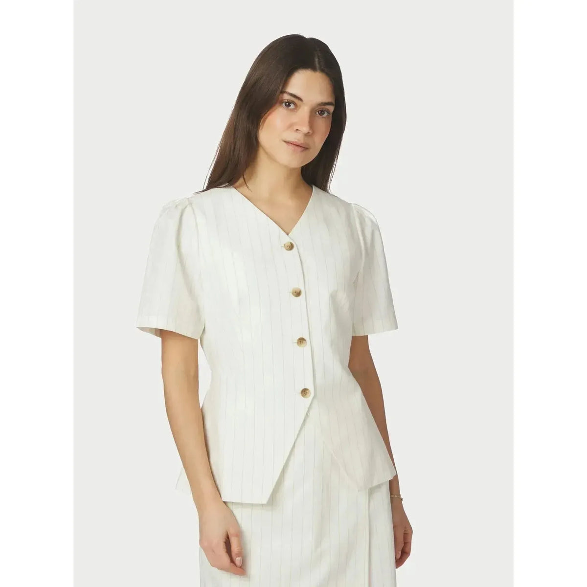 Neo Noir, Jules Summer Stripe Blouse, Taupe Stripe-Neo Noir-Minlillebutik.dk
