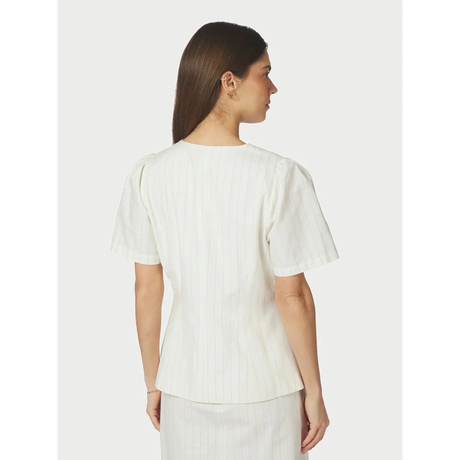 Neo Noir, Jules Summer Stripe Blouse, Taupe Stripe