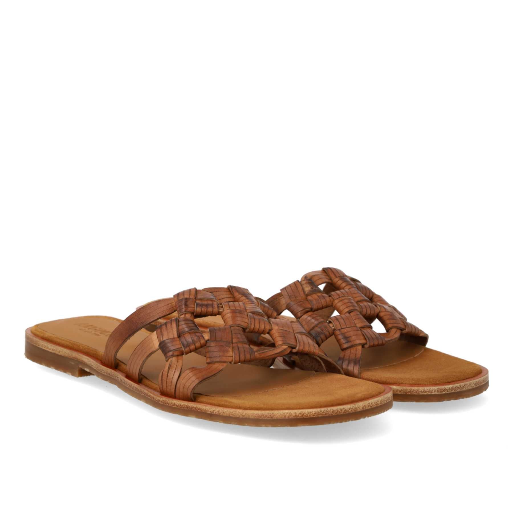 Angulus, Slip-in sandal med fletdetalje, Tan Brown-Angulus-Minlillebutik.dk
