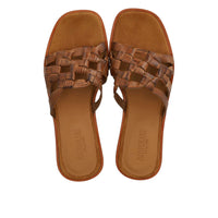Angulus, Slip-in sandal med fletdetalje, Tan Brown-Angulus-Minlillebutik.dk