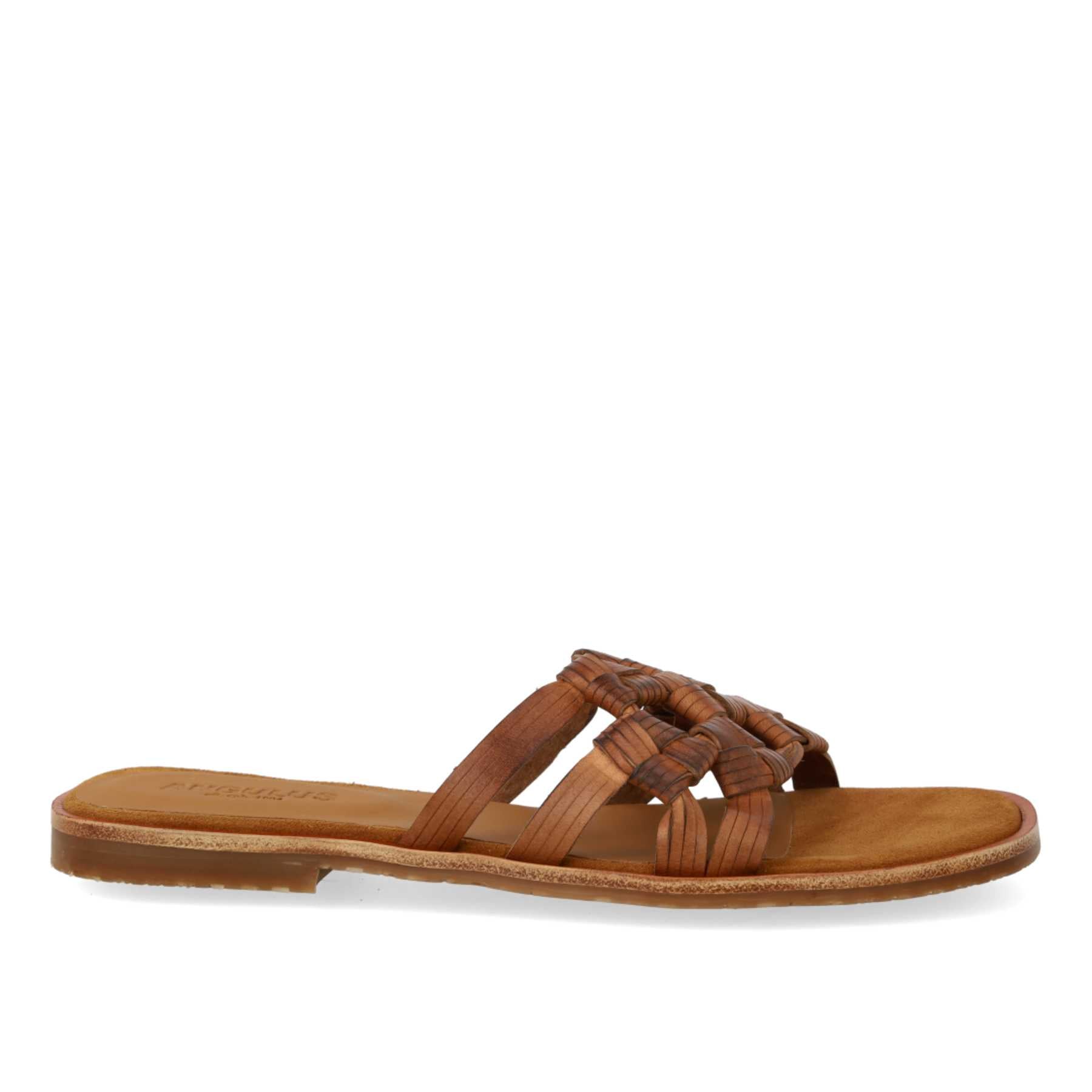 Angulus, Slip-in sandal med fletdetalje, Tan Brown-Angulus-Minlillebutik.dk