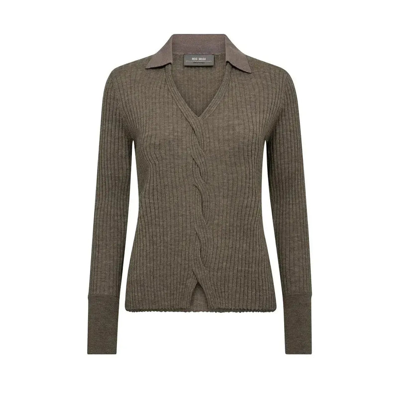 Mos Mosh, Relena Rib Polo Knit, Falcon-Mos Mosh-Minlillebutik.dk