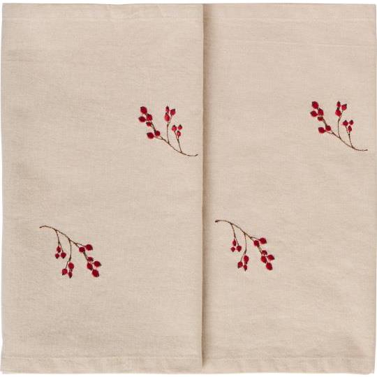 Ib Laursen, Bordløber m/vinterbær grene, Hørfarvet-Ib Laursen-Minlillebutik.dk