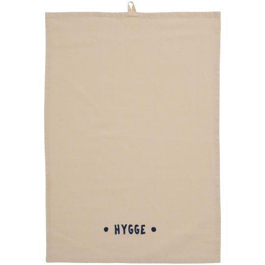 Ib Laursen, Viskestykke, Hygge natur m/mørkeblåt print-Ib Laursen-Minlillebutik.dk
