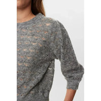 Nümph, Nuriette Dot Pointelle Pullover, Medium Grey Mel-Nümph-Minlillebutik.dk