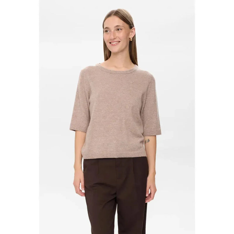 Nümph, Nukally SS Pullover, Taupe Grey-Nümph-Minlillebutik.dk