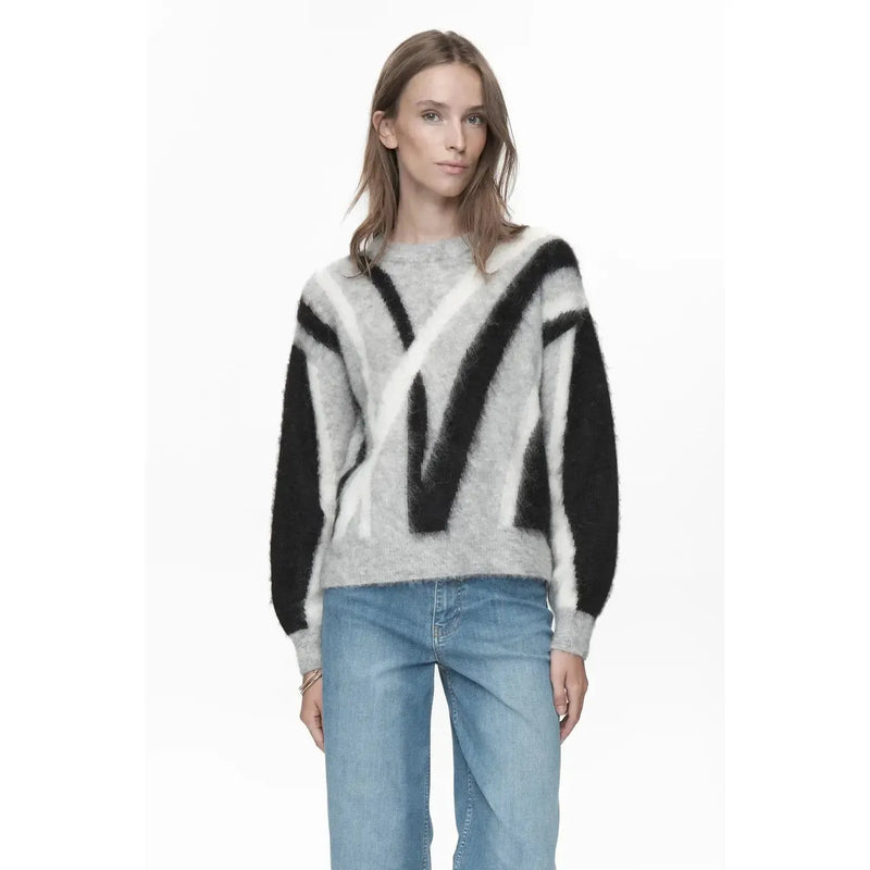 Nümph, Nusuri Brushed Pattern Pullover, Medium Grey Mel-Nümph-Minlillebutik.dk