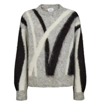 Nümph, Nusuri Brushed Pattern Pullover, Medium Grey Mel-Nümph-Minlillebutik.dk