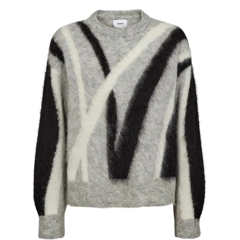 Nümph, Nusuri Brushed Pattern Pullover, Medium Grey Mel-Nümph-Minlillebutik.dk