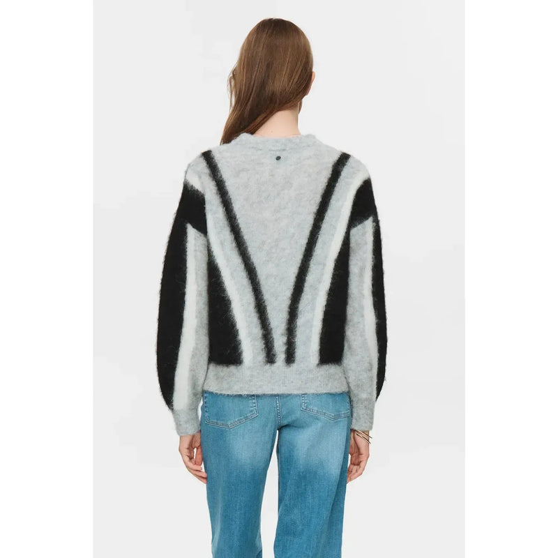 Nümph, Nusuri Brushed Pattern Pullover, Medium Grey Mel-Nümph-Minlillebutik.dk