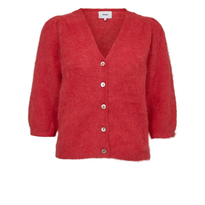 Nümph, Nusuri Brushed SS Cardigan, Fiery Red-Nümph-Minlillebutik.dk