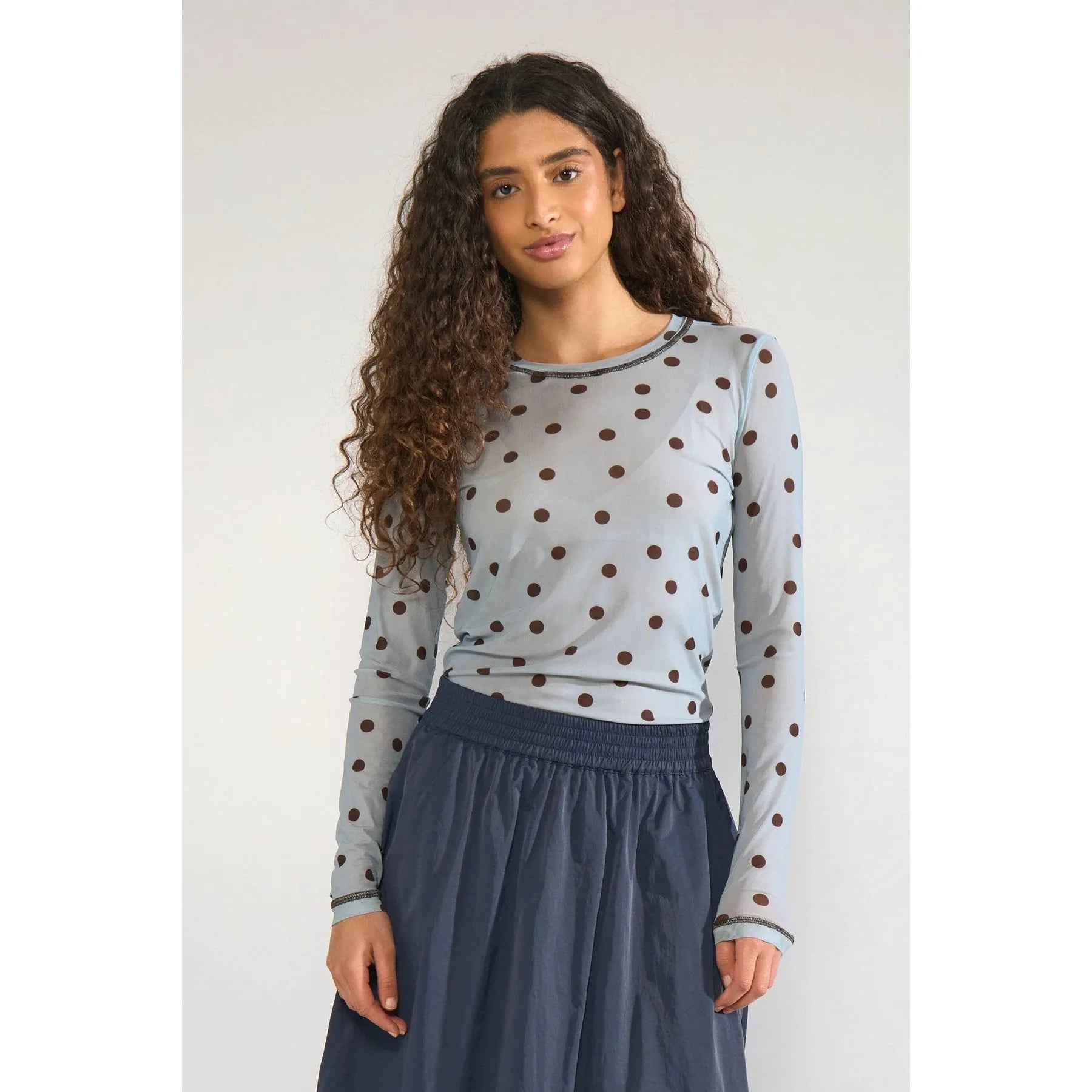 Nümph, Nusine Mesh Blouse, Floaty Blue-Nümph-Minlillebutik.dk