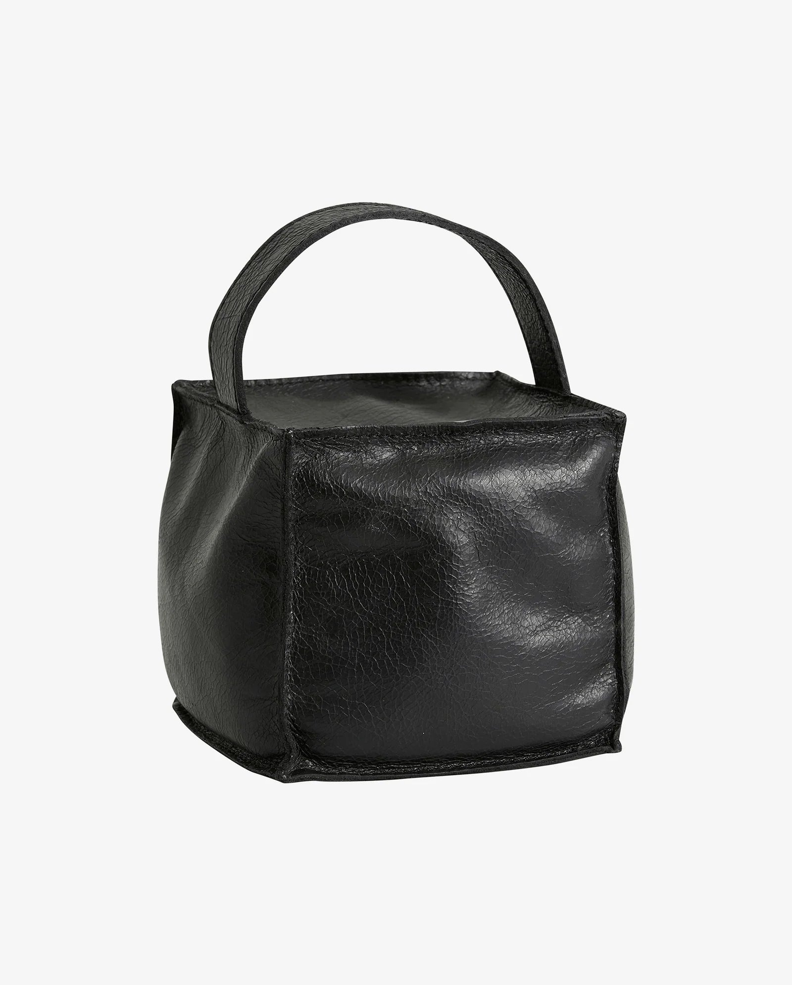 Nordal, COOK dørstopper i læder med hank - 12x12 cm - sort