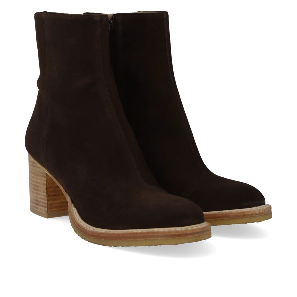 Angulus, Støvlet på blokhæl med lynlås, Dark Brown