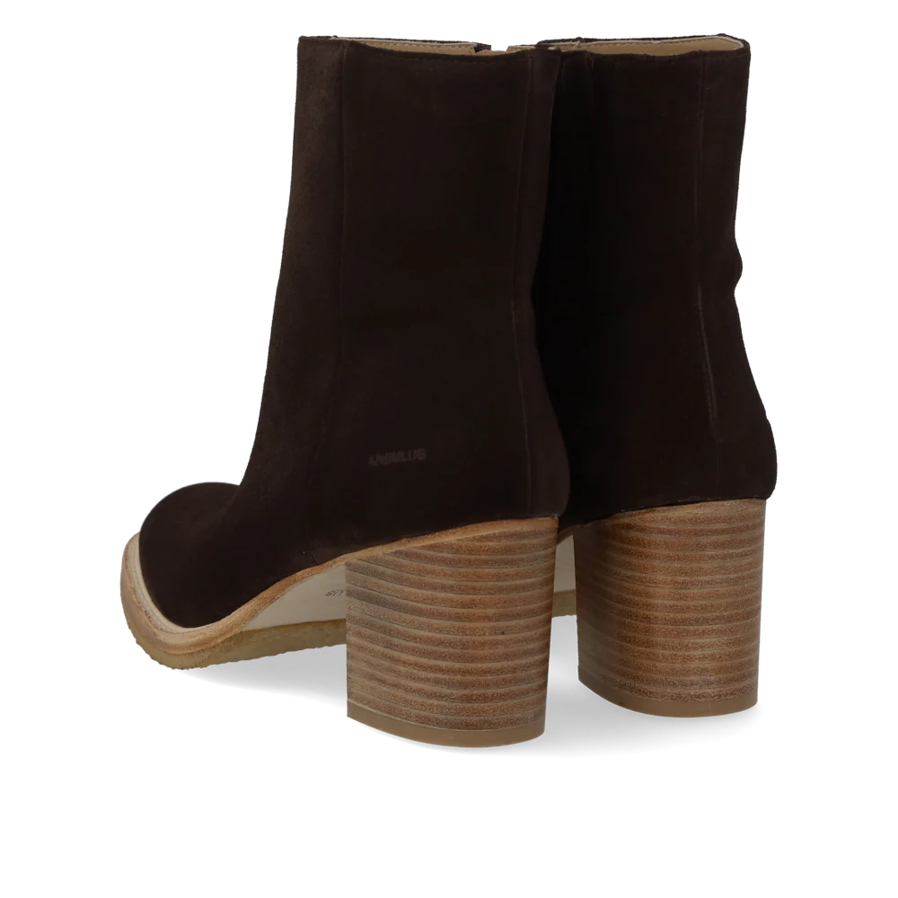 Angulus, Støvlet på blokhæl med lynlås, Dark Brown