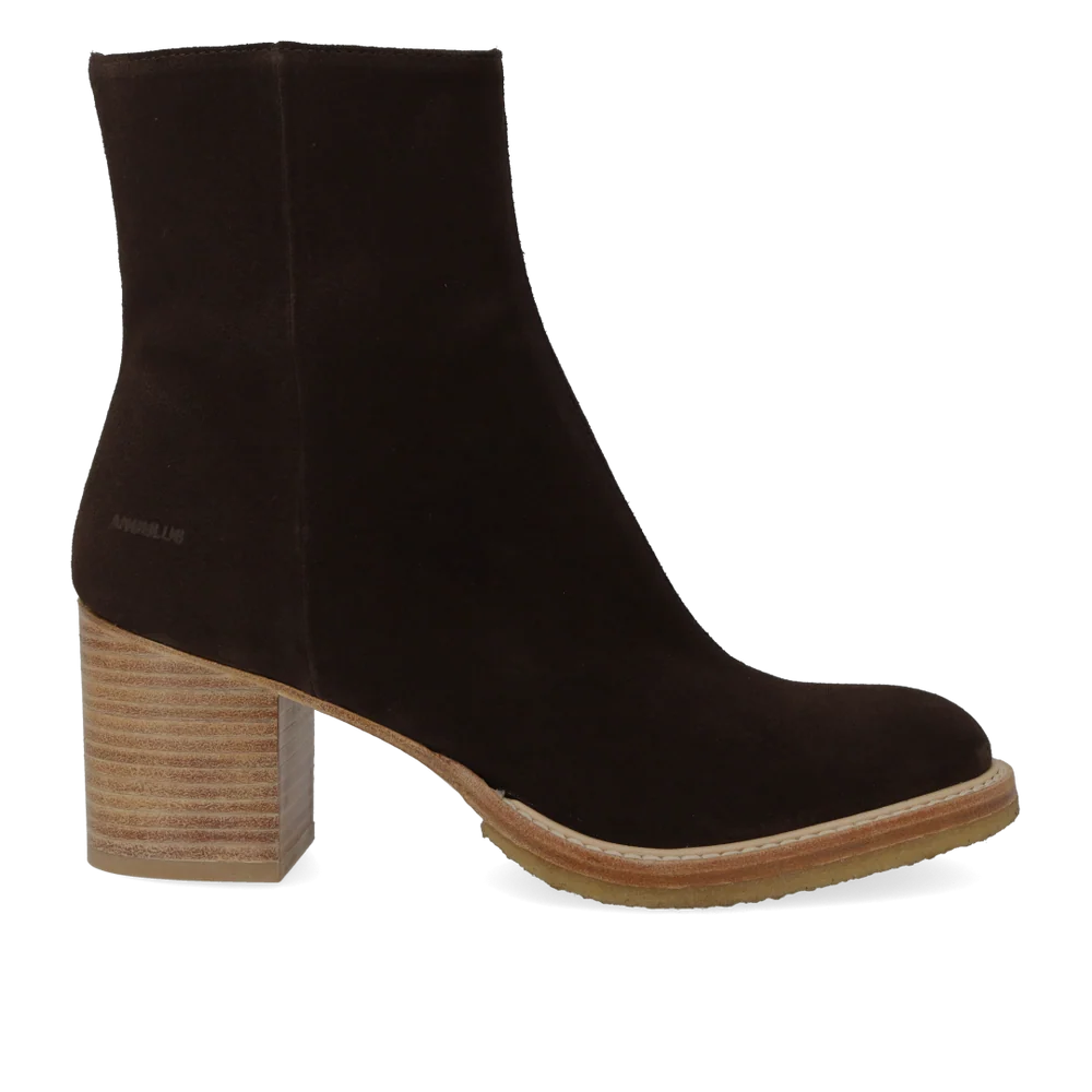 Angulus, Støvlet på blokhæl med lynlås, Dark Brown