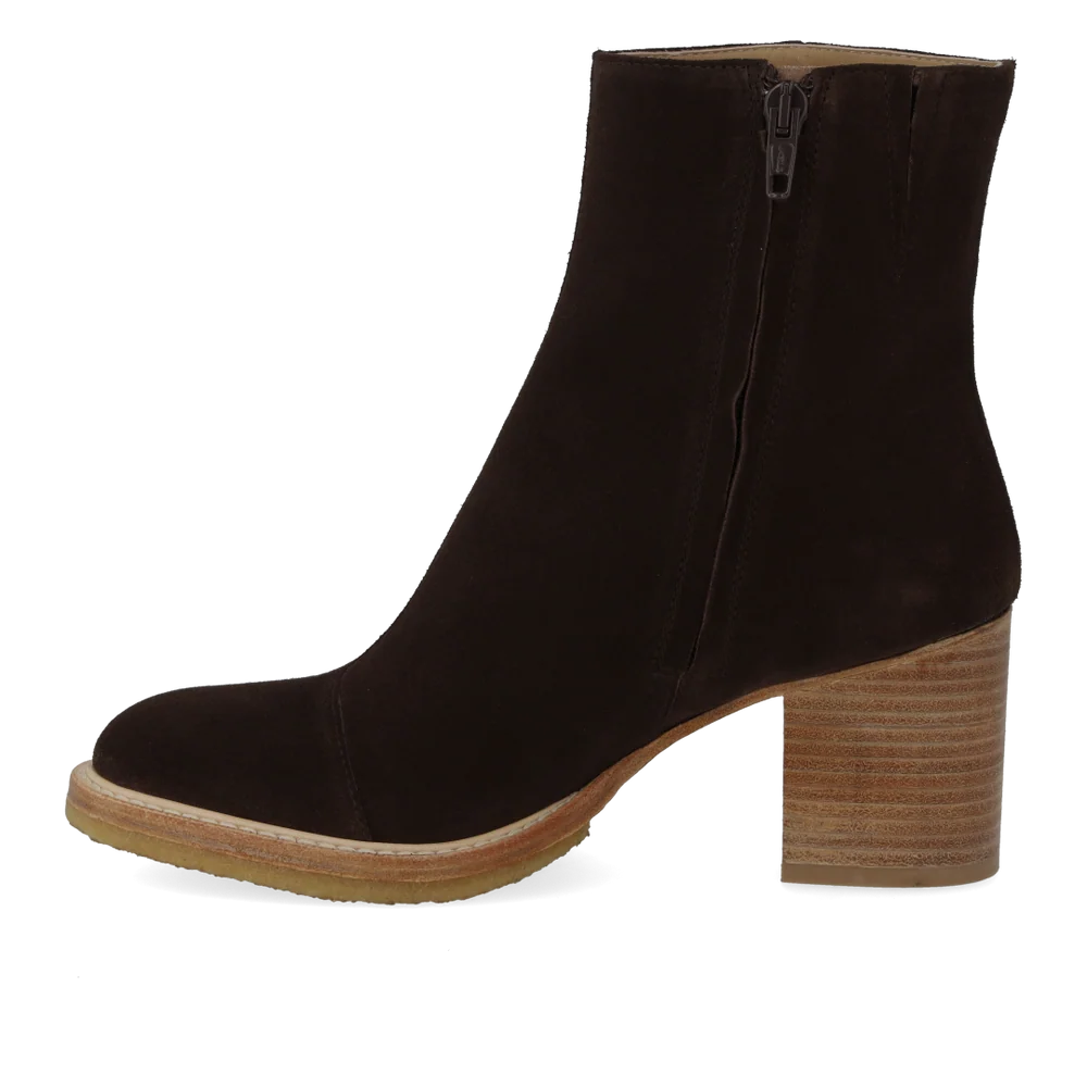 Angulus, Støvlet på blokhæl med lynlås, Dark Brown