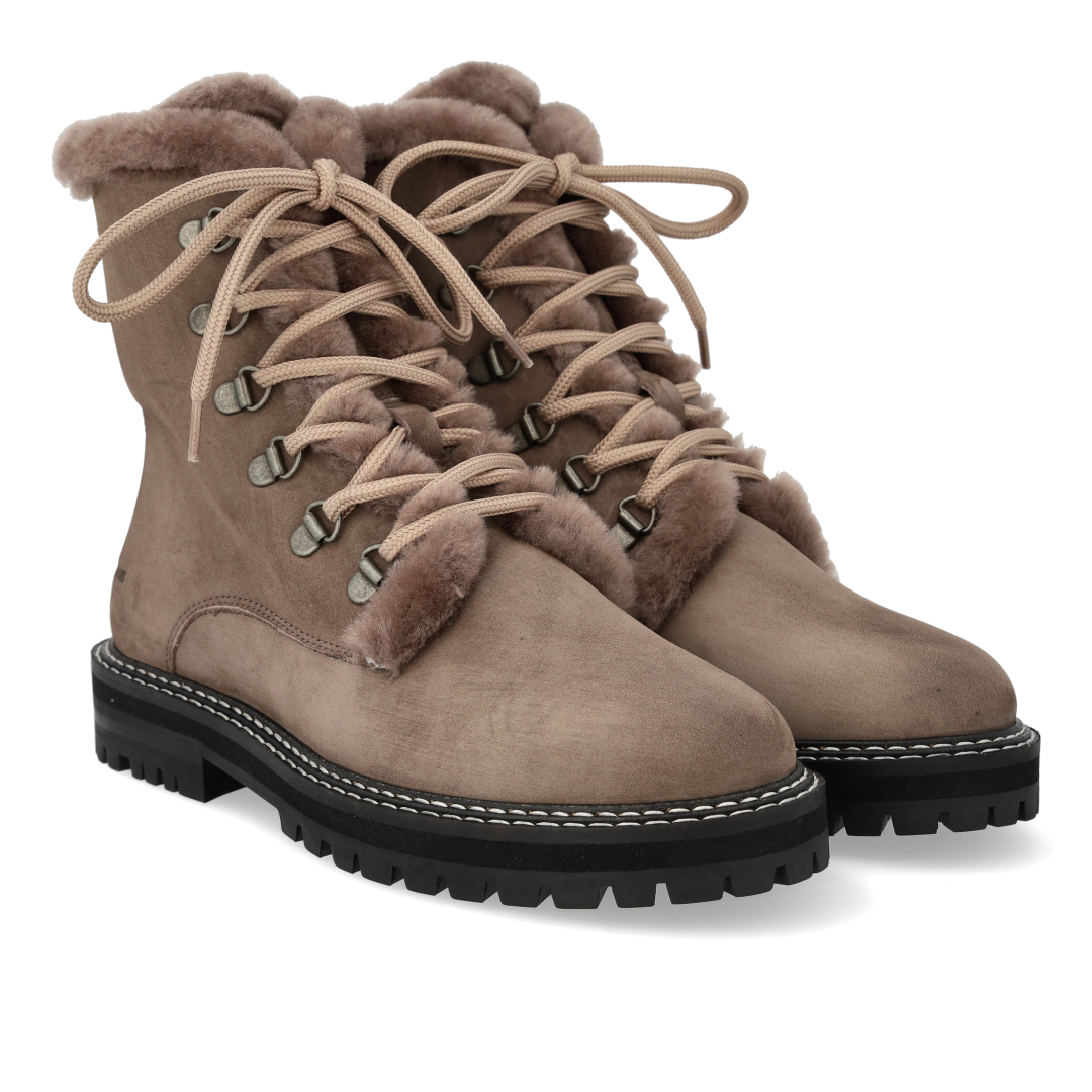 Angulus, Lace-up Støvle Med Uldfoer, Taupe-Angulus-Minlillebutik.dk