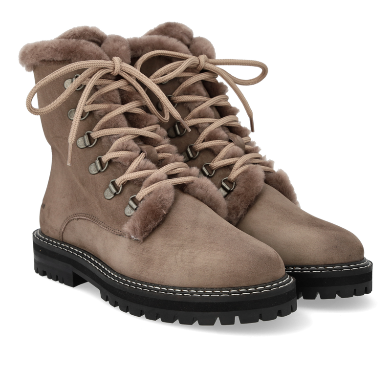 Angulus, Lace-up Støvle Med Uldfoer, Taupe-Angulus-Minlillebutik.dk