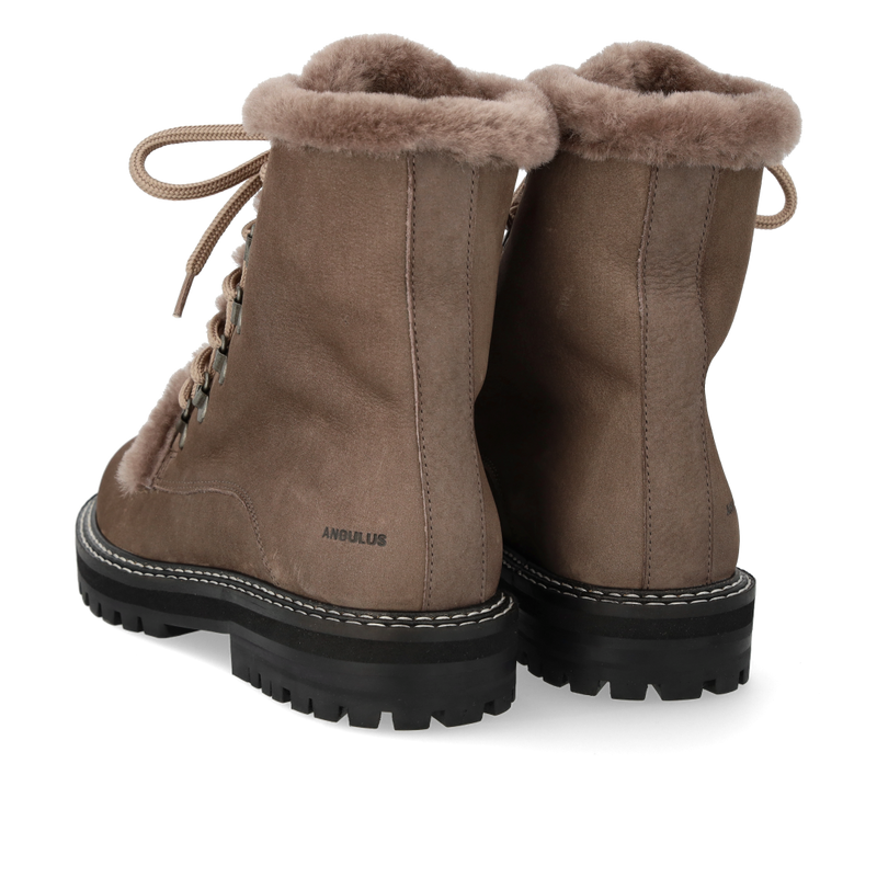 Angulus, Lace-up Støvle Med Uldfoer, Taupe-Angulus-Minlillebutik.dk