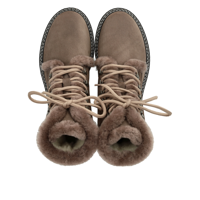 Angulus, Lace-up Støvle Med Uldfoer, Taupe-Angulus-Minlillebutik.dk