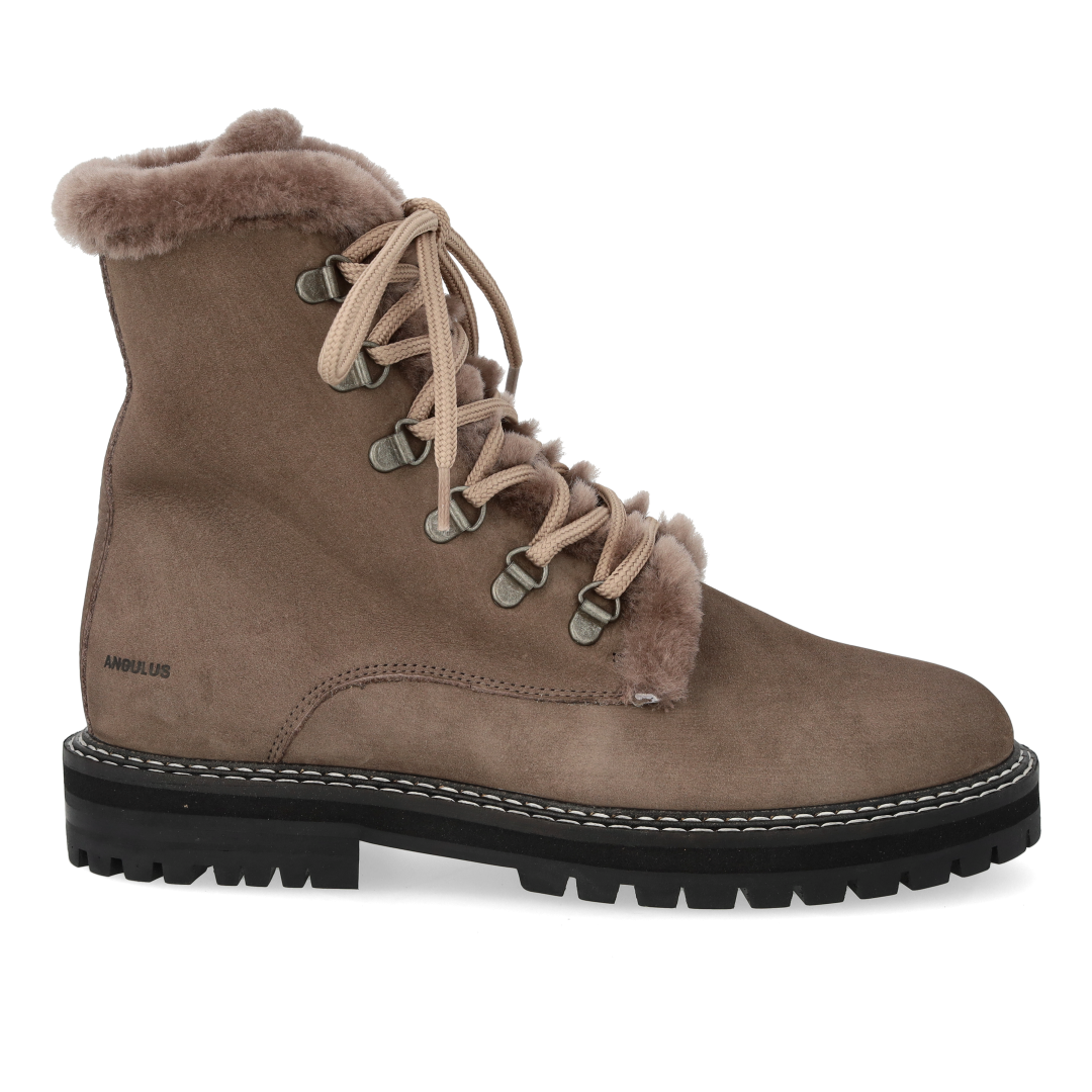 Angulus, Lace-up Støvle Med Uldfoer, Taupe-Angulus-Minlillebutik.dk