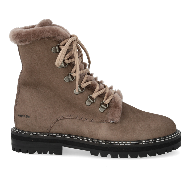 Angulus, Lace-up Støvle Med Uldfoer, Taupe-Angulus-Minlillebutik.dk