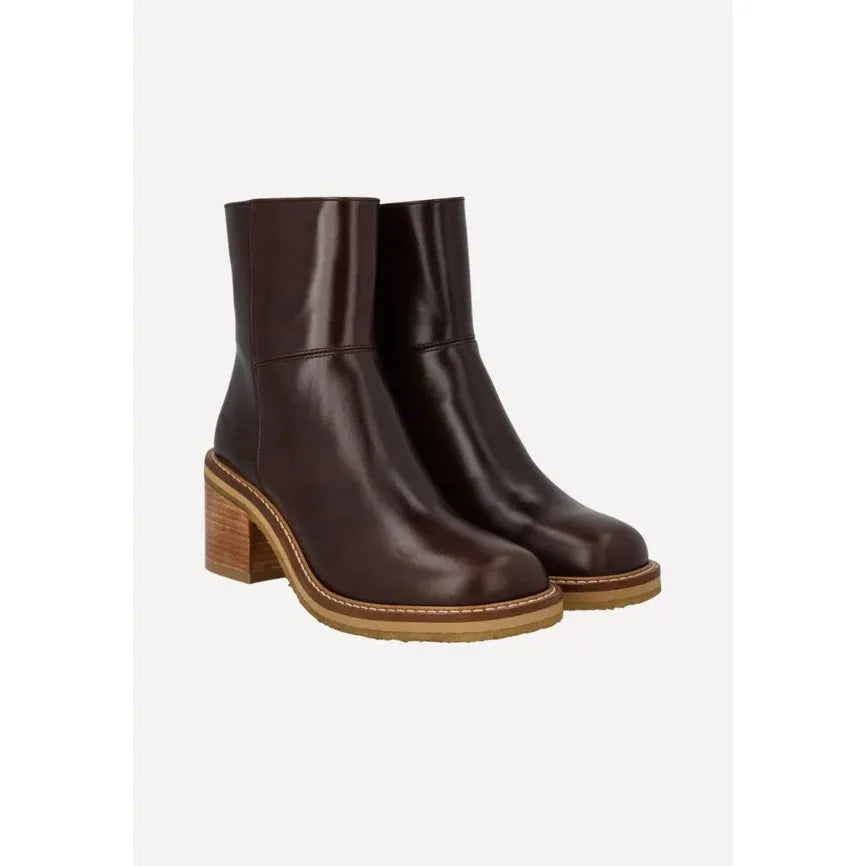 Angulus, Støvlet på blokhæl med lynlås, Dark Brown