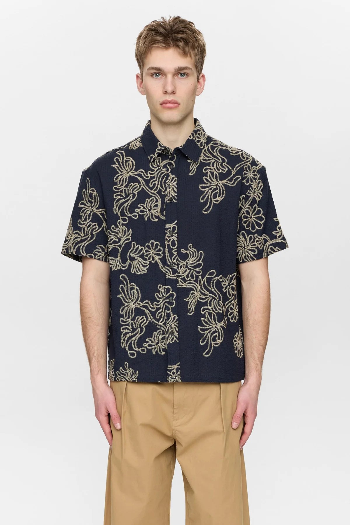 Anerkjendt, Otto EMB SS Shirt, Sky Captain