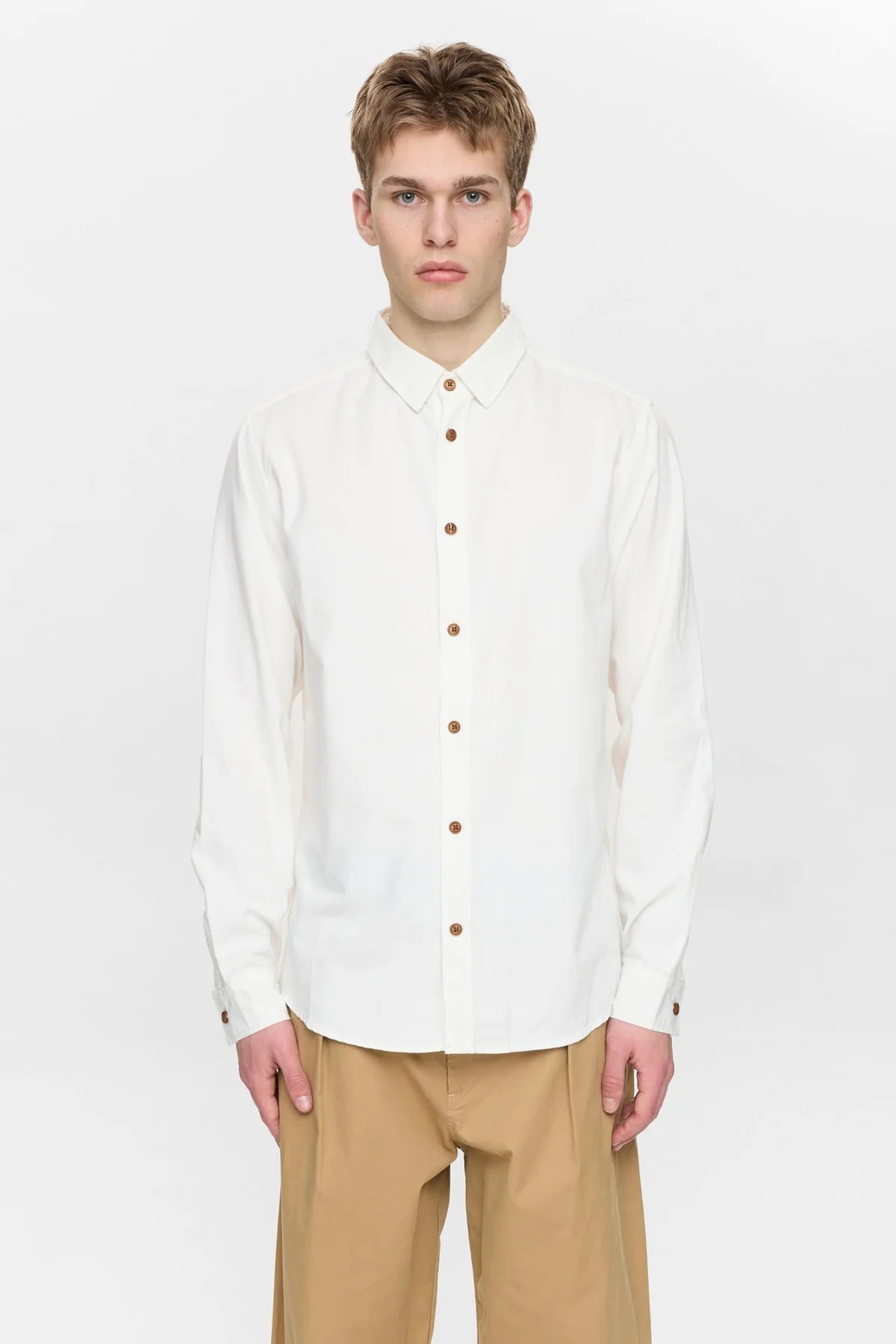 Anerkjendt, Leif COT/LINEN/VIS L/S Shirt, Tofu