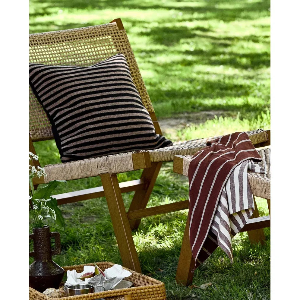 Nordal, KINU viskestykke, stribet - bordeaux/beige