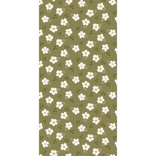Ib Laursen, Serviet 10x20 cm grøn m/hvide blomster 16 stk/pk