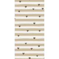Ib Laursen, Serviet, 10x20 cm, Brune hjerter og naturstriber