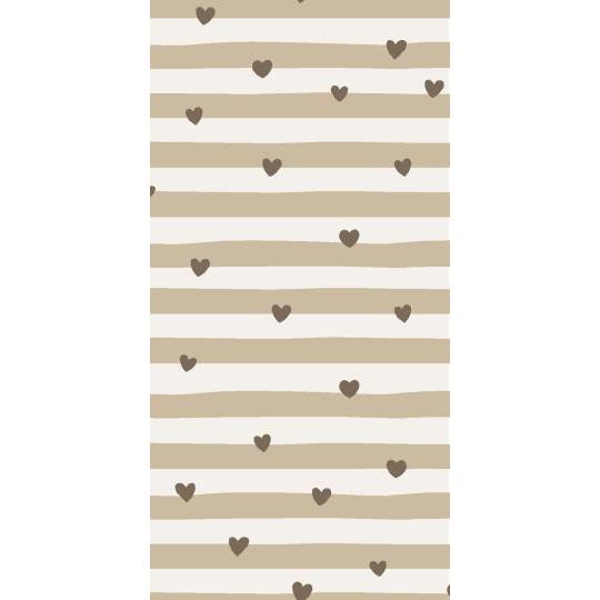 Ib Laursen, Serviet, 10x20 cm, Brune hjerter og naturstriber