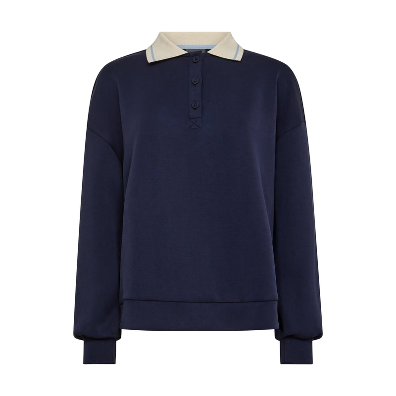 Mos Mosh, MMVada Polo Sweatshirt, Maritime Blue-Mos Mosh-Minlillebutik.dk