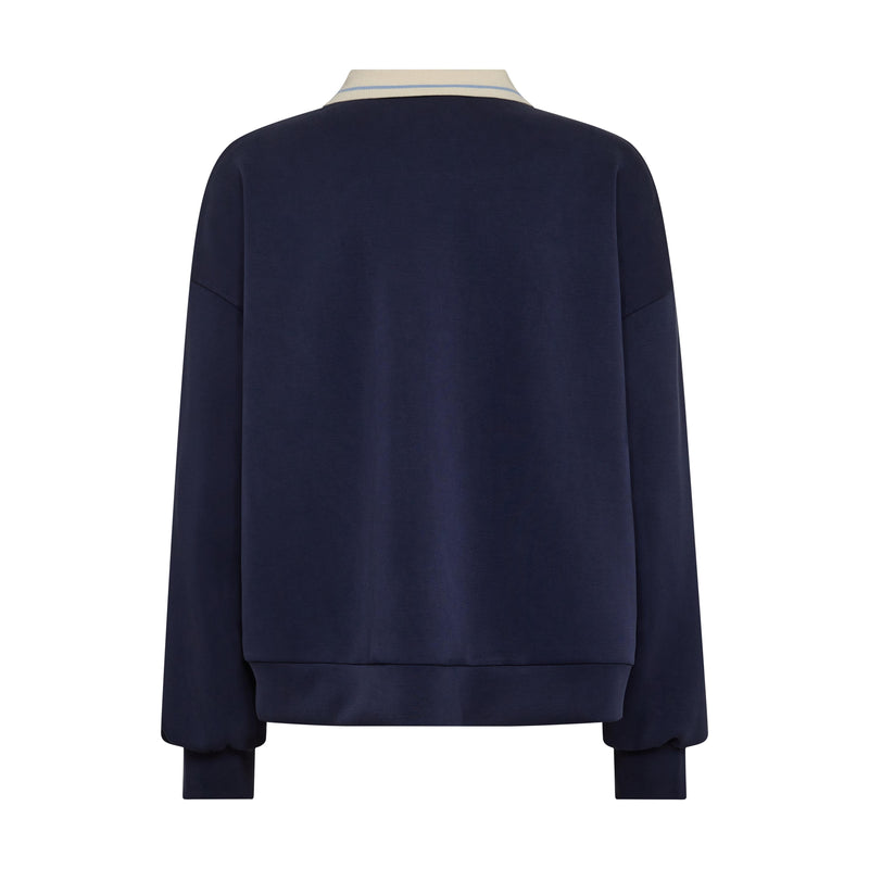 Mos Mosh, MMVada Polo Sweatshirt, Maritime Blue-Mos Mosh-Minlillebutik.dk