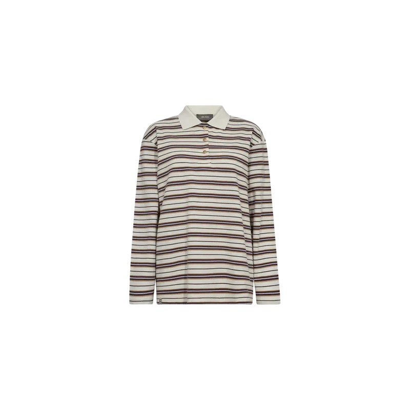 Mos Mosh, Rossett LS Stripe Polo Tee, Brunnera Blue-Mos Mosh-Minlillebutik.dk