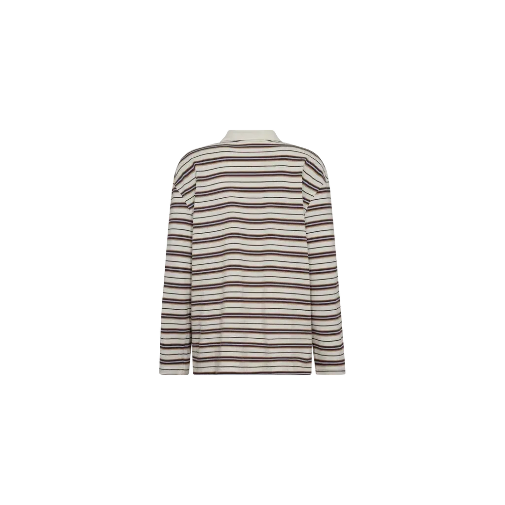 Mos Mosh, Rossett LS Stripe Polo Tee, Brunnera Blue-Mos Mosh-Minlillebutik.dk