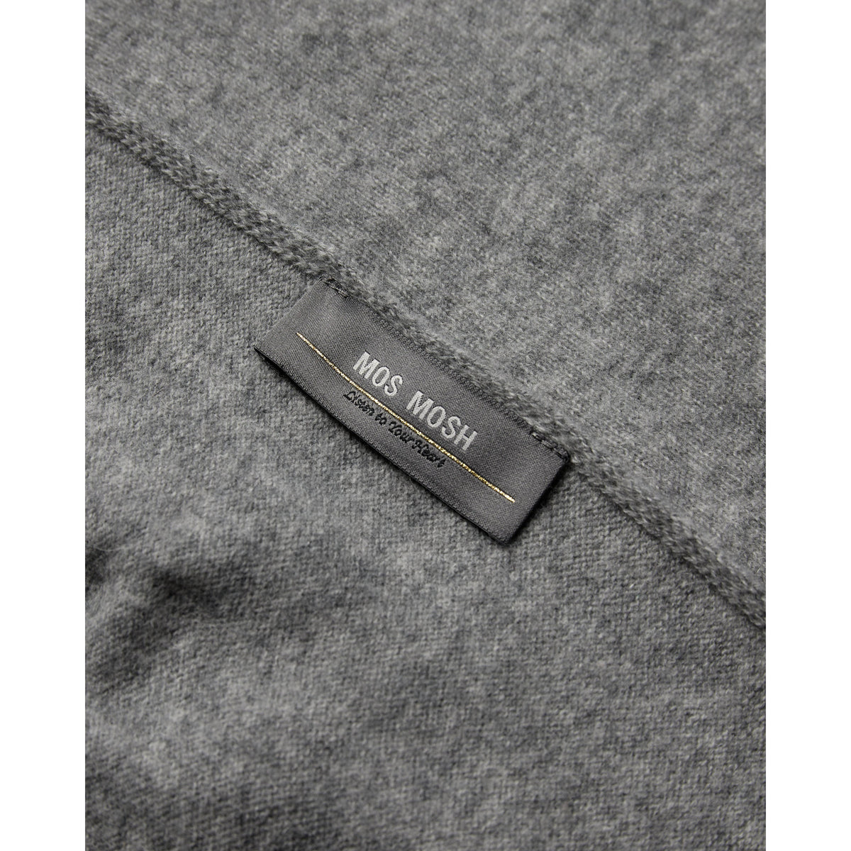 Mos Mosh, MMEnata Cashmere Knit Scarf, Grey Melange-Mos Mosh-Minlillebutik.dk