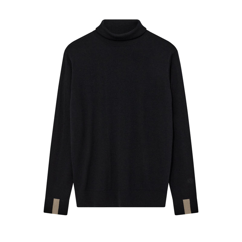 Mos Mosh Gallery, MMGAdam Soft Roll Neck Knit, Black-Mos Mosh Gallery-Minlillebutik.dk
