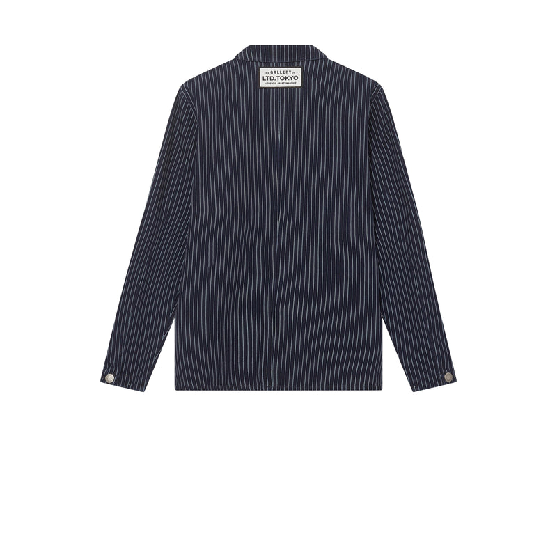 Mos Mosh Gallery, MMGMapham Stripe Denim Jacket, Dark Blue-Mos Mosh Gallery-Minlillebutik.dk