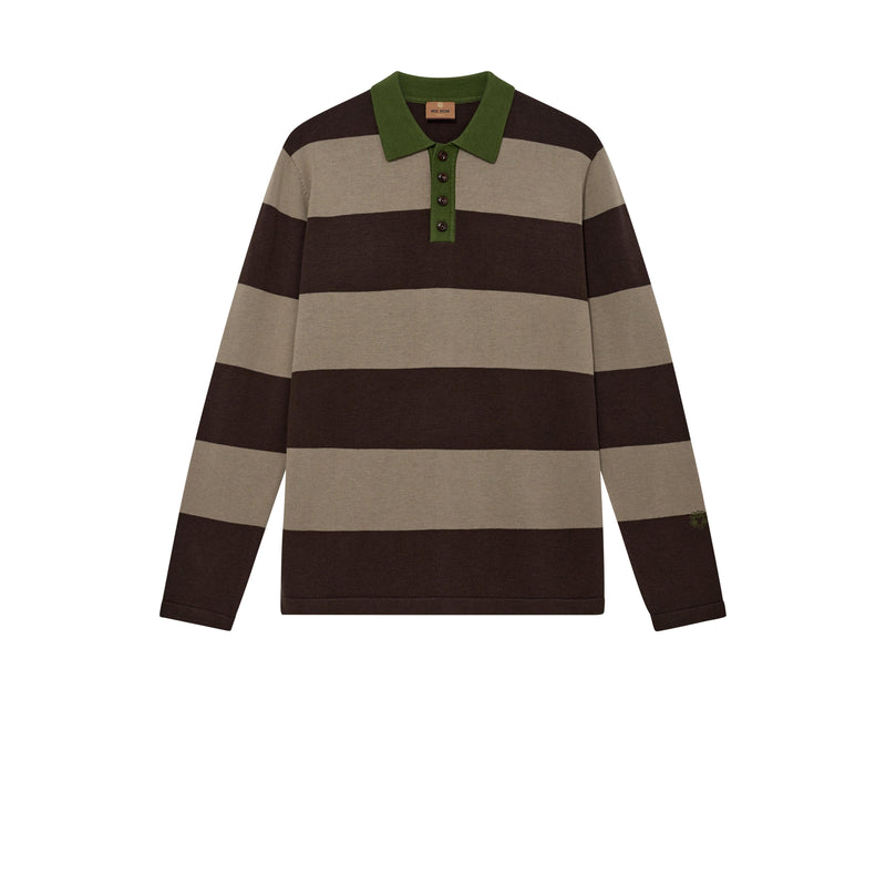 Mos Mosh Gallery, MMGRoyal Preppy LS Polo Knit, Chocolate Brown-Mos Mosh Gallery-Minlillebutik.dk
