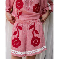 Sissel Edelbo, Abelone Shorts, Red Flower-Sissel Edelbo-Minlillebutik.dk