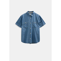 Anerkjendt, Theshirt Chambray SS Shirt, Medium blue denim-Anerkjendt-Minlillebutik.dk