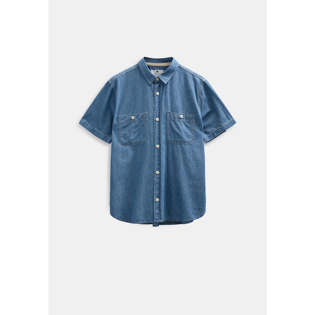 Anerkjendt, Theshirt Chambray SS Shirt, Medium blue denim-Anerkjendt-Minlillebutik.dk