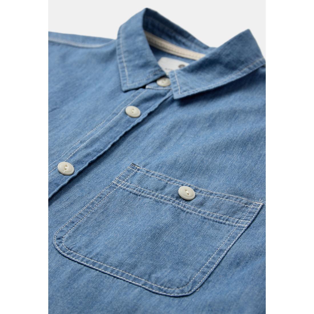 Anerkjendt, Theshirt Chambray SS Shirt, Medium blue denim-Anerkjendt-Minlillebutik.dk