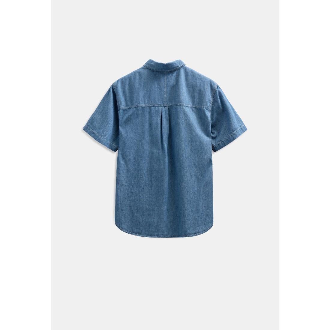 Anerkjendt, Theshirt Chambray SS Shirt, Medium blue denim-Anerkjendt-Minlillebutik.dk